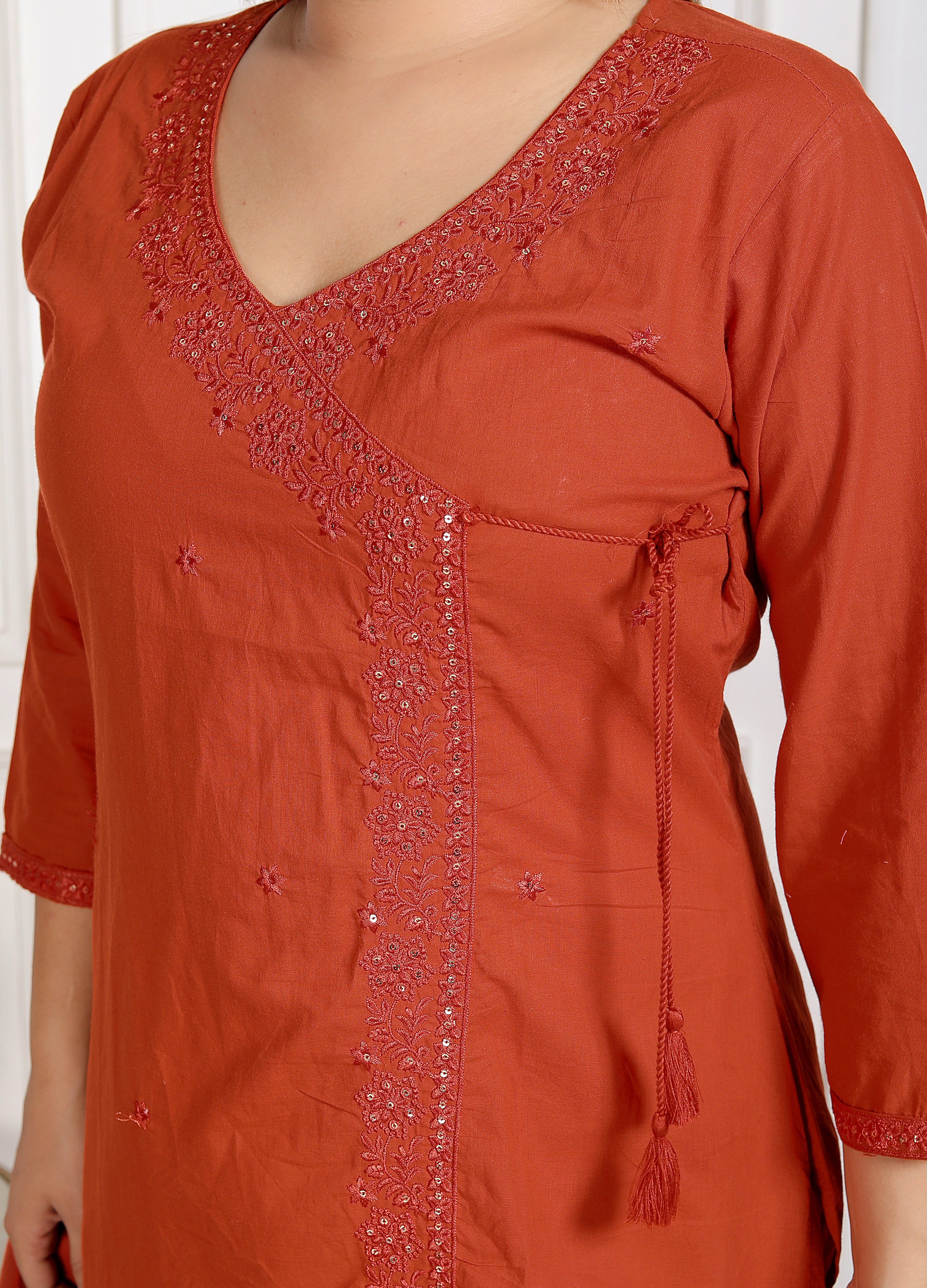 Turbah: Embroidered Angrakha Cotton Suit