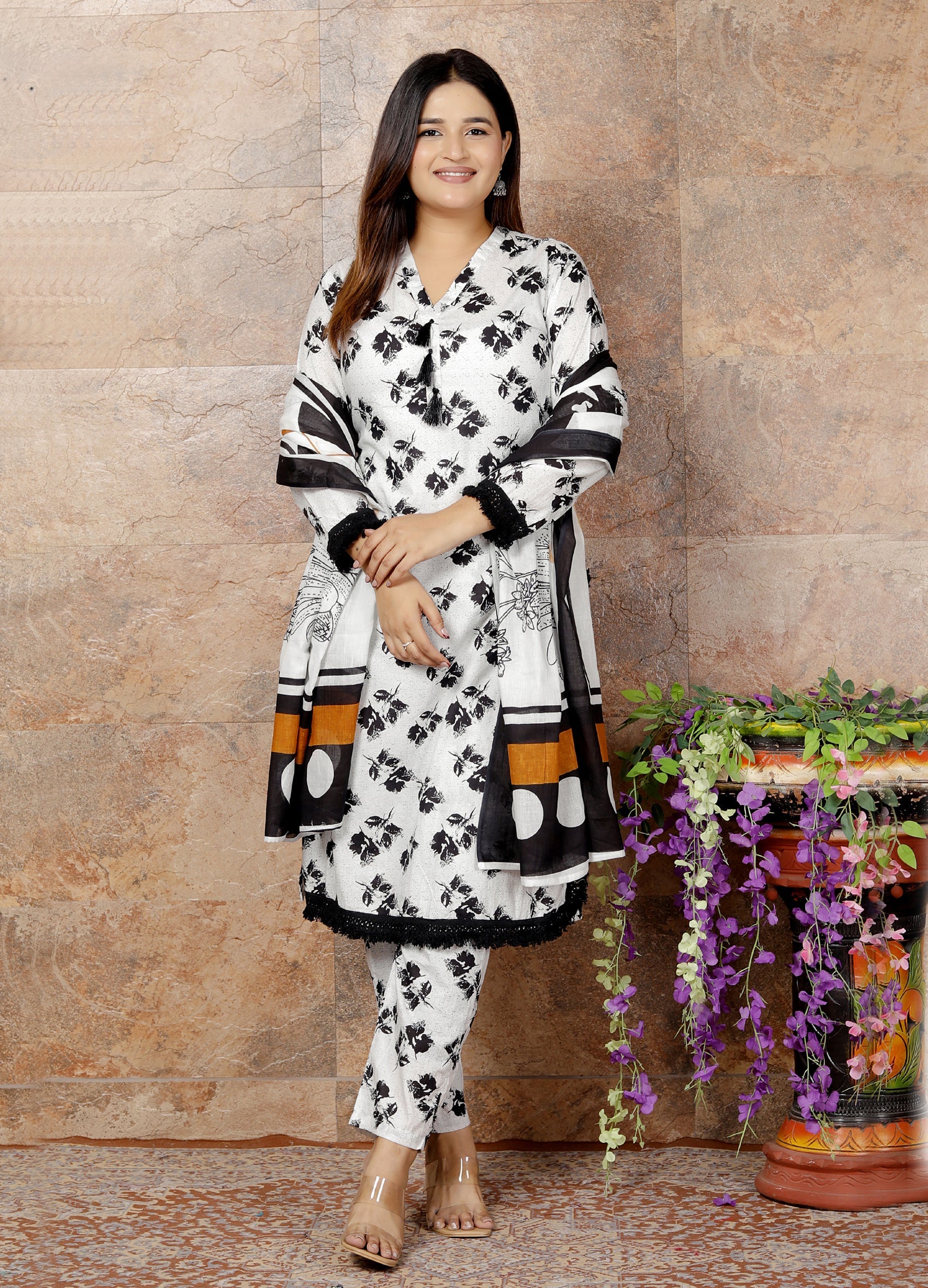 Naqsh: Monochrome Cotton Suit
