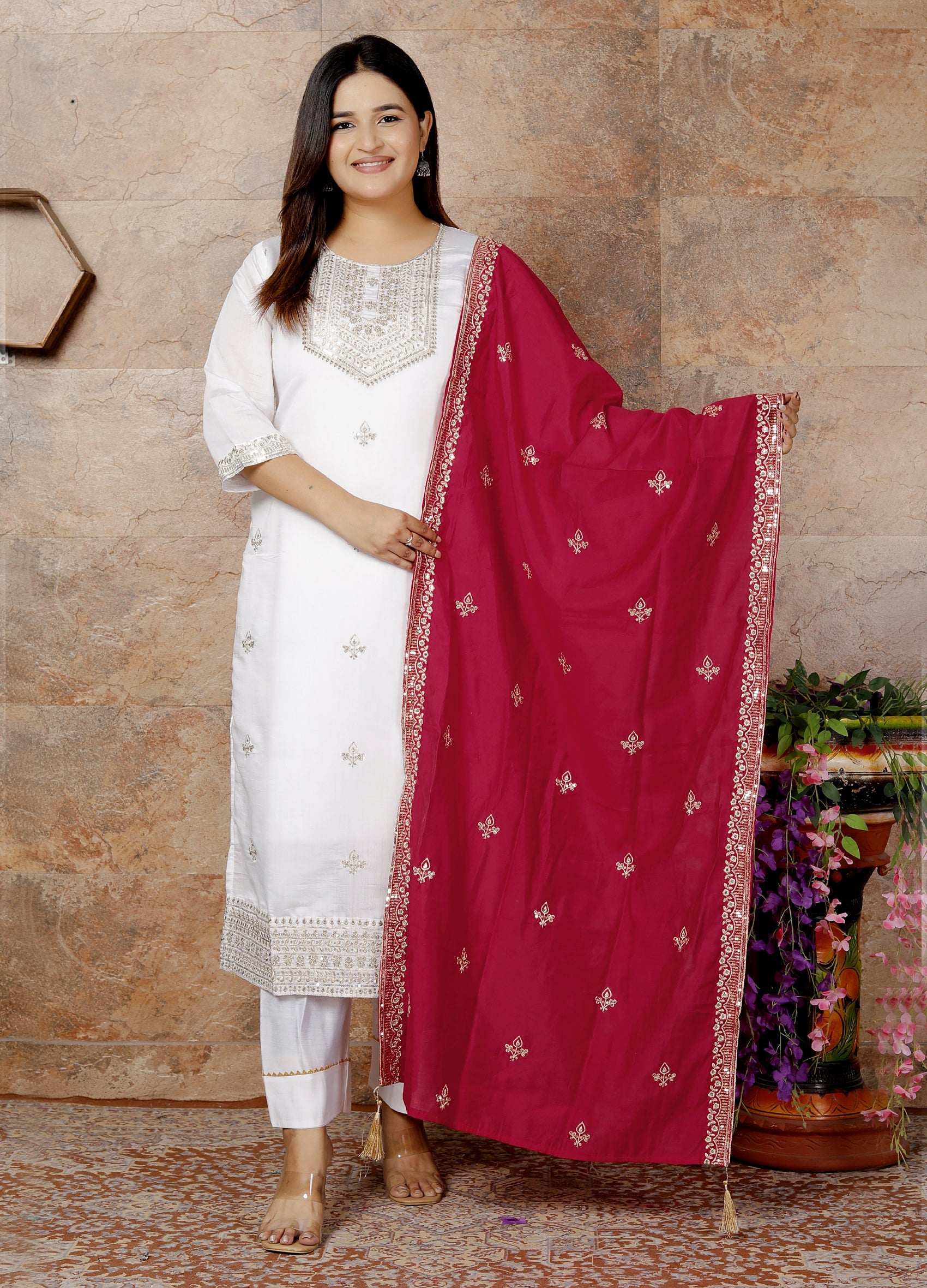 Noor-e-Kham: Luxurious Roman Silk Suit